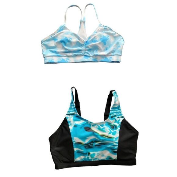 Bikini Tankini Tops TWO! 2 Sports Bra Style Bathing Suit Swim Wear - Picture 1 of 4